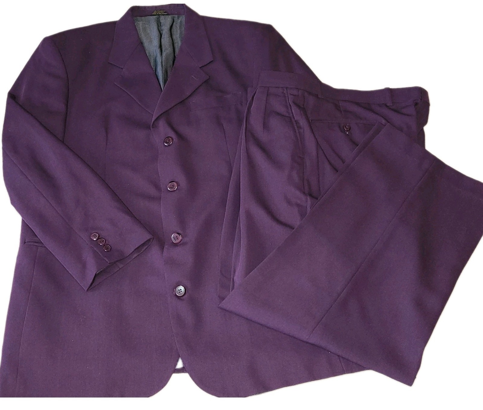 Giorgio Brutini 2 Piece Suit Mens 42l 3828 Purple Pleated Trousers Rayon Blend